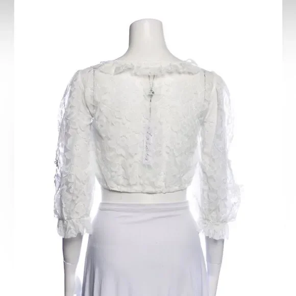 NWT For Love and Lemons Loretta Cropped Blouse - Picture 5 of 8